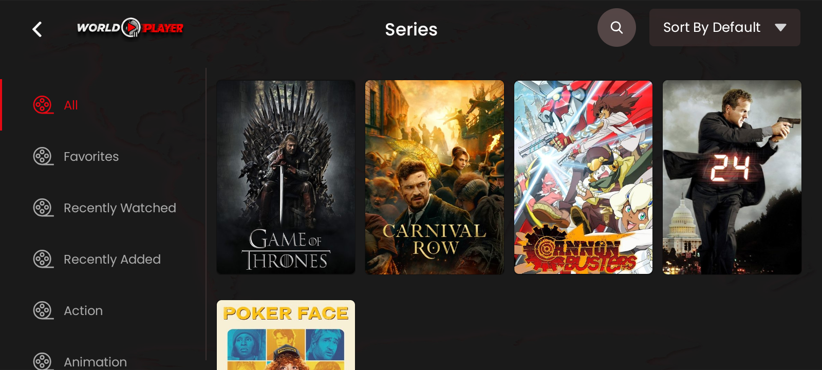 World Player library screen